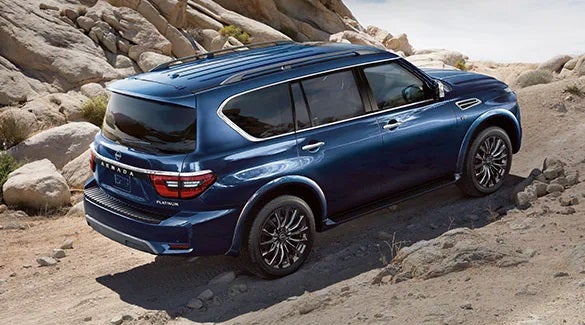 2023 Nissan Armada ascending off road hill illustrating body-on-frame construction. | Andy Mohr Avon Nissan in Avon IN