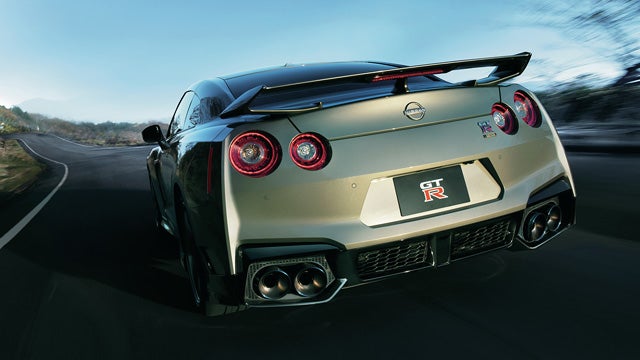 2024 Nissan GT-R seen from behind driving through a tunnel | Andy Mohr Avon Nissan in Avon IN